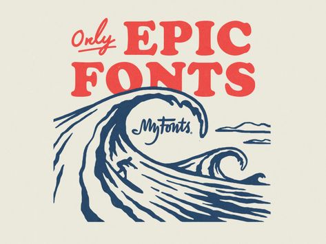 My Fonts Surf Ads by Himanshu Sharma Vintage Surf Logo, Beach Graphic Design, Vintage Mascot, Retro Surf Art, Surf Logo, Advertising Graphic Design, Surf Poster, Surf Brands, Surf Design