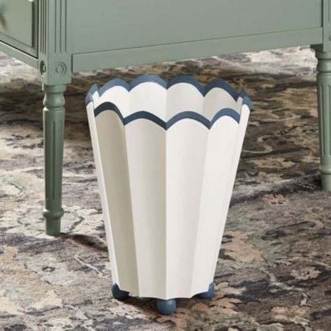 Annabelle Scalloped Waste Basket Scalloped Decor, Lakeview House, Wastepaper Basket, Outdoor Umbrella Stand, Holiday Furniture, Floor Bathroom, Galvanized Iron, Outdoor Mirror, Rug Runner Kitchen