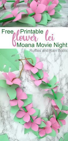 Moana Movie Night - Moana Crab Craft, How To Make A Paper Lei, Moana Arts And Crafts For Kids, Moana Craft Ideas, Paper Flower Lei Diy, Moana Crafts For Toddlers, Moana Cricut Projects, Moana Diy Decorations, Moana Crafts Preschool