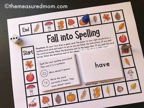 Grab this free editable fall spelling game - perfect for kids in grades 1-5! Use with any list! #teachingspelling Halloween Toilet Paper Roll Crafts, Fall Leaf Art, Spelling Word Games, Pumpkin Picture, Paint Pumpkin, Simple Alphabet, Paper Pumpkin Craft, The Measured Mom, Measured Mom