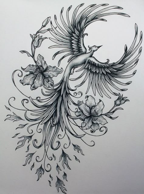 Female Phoenix Rising – Melsong Designs Blossoms Tattoo, Tato Phoenix, Rising Phoenix Tattoo, Tato Maori, Phoenix Tattoo Feminine, Phoenix Bird Tattoos, Phönix Tattoo, Illustration Kunst, Phoenix Tattoo Design