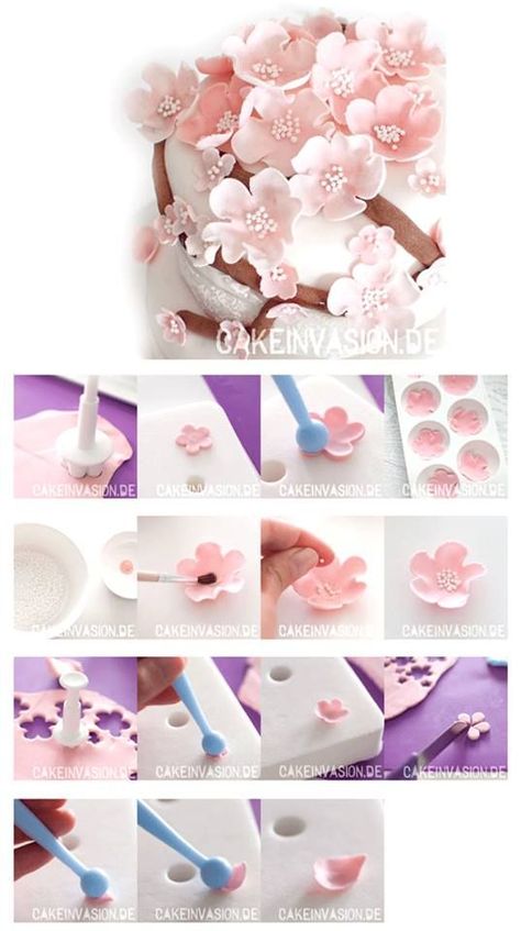 Flori Fondant, Sugar Paste Flowers, Sugar Flowers Tutorial, Fondant Flower Tutorial, Making Fondant, Icing Flowers, Torte Cupcake, ดินปั้น Polymer Clay, Gum Paste Flowers