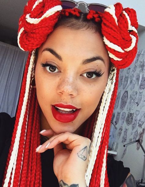 Box Dreads, Bob Box Braids Styles, Burgundy Box Braids, Braid Styles For Girls, Red Box Braids, Ombre Box Braids, Trendy We Fryzurach, Asymmetrical Bob Haircuts, Blonde Box Braids