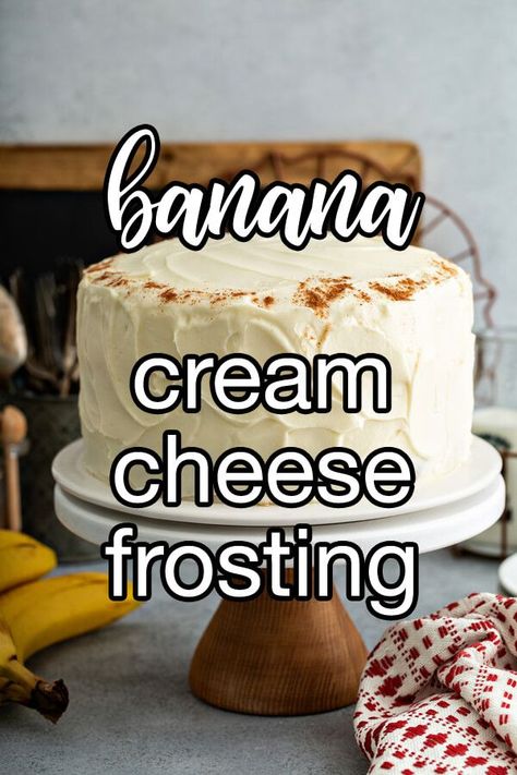 Banana Cream Cheese Frosting - A rich cream cheese frosting with subtle banana flavor. | CDKitchen.com Banana Cream Icing, Banana Whipped Cream Frosting, Banana Cream Frosting, Banana Icing Recipe Frostings, Banana Icing Recipe, Banana Cream Cheese Frosting, Banana Buttercream Frosting, Heavy Cream Frosting Recipes, Banana Filling For Cake