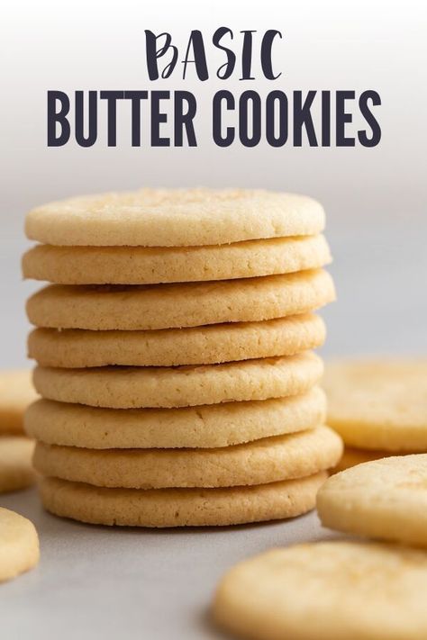 My recipe for butter cookies can be used in a multitude of ways! You can cut the cookie out, scoop and roll the cookies, or used in a cookie press! #basic #butter #cookies Dairy Free Sugar Cookies, Basic Cookie Recipe, Salty Desserts, Icebox Cookies, Lime Cookies, Comidas Keto, Basic Cookies, Yummy Deserts, Crispy Cookies