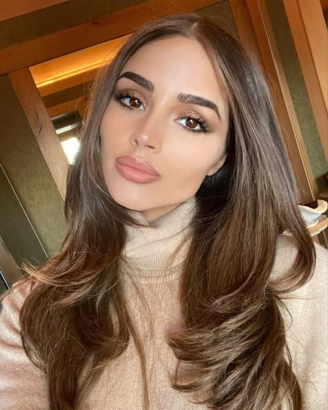 Olivia Culpo Hair, Fall Hair Cuts, Olivia Culpo, Winter Hair Color, Hair Inspo Color, Laura Mercier, Laser Hair, Medium Length Hair Cuts, Brunette Hair