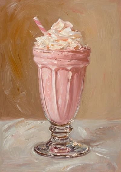 50s Painting Vintage, Pink Diy Painting, Aesthetic Vintage Painting Ideas, Pink 50s Aesthetic, Vintage Paintings Aesthetic, Pink Poster Ideas, Milkshake Painting, Drinks Painting, Pink Aesthetic Painting