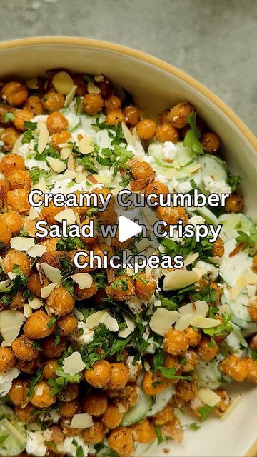 Creamy Cucumber Chickpea Salad, Scrappy Cooking, Chickpea Snacks, Dried Dill, Creamy Cucumber Salad, Spiced Chickpeas, Creamy Dressing, Creamy Cucumbers, Eat Pretty