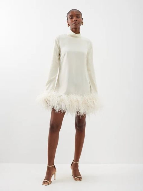 MATCHES: TALLER MARMO Gina feather-trim crepe mini dress… Taller Marmo, Ivory Silk, Wardrobe Edit, Neck Piece, Style Advice, New Wardrobe, Fashion Advice, Luxury Designer, Designer Brands