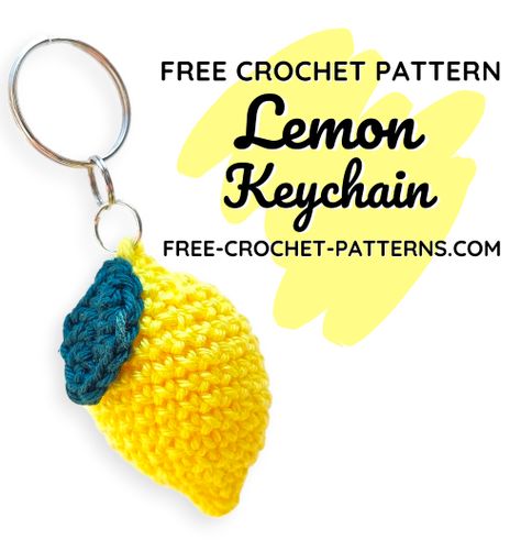 Free Crochet Pattern Lemon Keychain • Free Crochet Patterns Knitted Keychain Pattern Free, Lemon Crochet Keychain, Crochet Keychains Pattern, Key Ring Crochet Free Pattern, Crochet Key Rings Free Pattern, Crochet Lemon Pattern Free, Crochet Key Chains Free Pattern, Lemon Crochet Pattern, Crochet Keychain Free Pattern