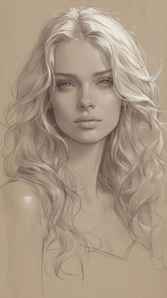 Beautiful Woman Drawing, Female Character Inspiration Art, Art Face Sketch, Sketches Of Women, Woman Face Drawing, Female Artwork, Best Hairstyles For Women, Female Art Painting, Face Sketch