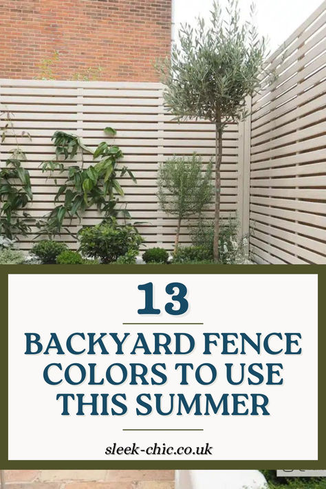 Before you start thinking about refreshing your fences paintwork, don’t reach for your typical everyday wood stain.  Take inspiration from the below fence colour ideas that will help to create a welcoming and stylish outdoor space this year. Pergola Colour Ideas, Sherwin Williams Fence Paint, Back Garden Fence Colour Ideas, Painted Wood Fence Colors, Beige Fence Paint, Light Grey Fence Paint, Light Fence Colours, Fence Paint Colours Garden Ideas, Pretty Fence Ideas