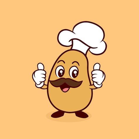 Potato Character Design, Potato Logo Design, Potato Animated, Potato Illustrations, Cute Potato Cartoon, Cute Mascot Design, Mascot Design Character, Potato Cartoon, Potato Character