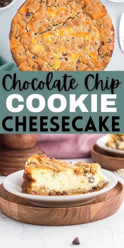 Cookie Bottom Cheesecake, Chocolate Chip Cheesecake Cookies Recipe, Chocolate Chip Cookie Crust, Cheesecake Cones, Cranberry Pie Recipes, Sugar Cookie Cheesecake, Chocolate Chip Cookie Cheesecake, Cheesecake Easy, Cookie Cheesecake