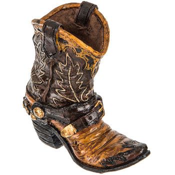 Cowboy Boot is the perfect way to expand upon a fun Western or cowboy decor scheme! With a colorful variety of boot style options, this small but stylish boot is sure to be a hit in your home or office. Give your old knick-knacks the boot in exchange for lots of western flair!       Dimensions:   Length: 4 1/4"  Width: 2 1/4"  Height: 4"      Note: This item comes in assorted styles:   A. Brown & Cream With Orange Toe  B. Beige & Purple Butterfly  C. Red Floral With Snake Toe  D. Red &am Ranch Glam, Cowboy Boot Centerpieces, Cowboy Centerpieces, Boot Centerpiece, Western Centerpieces, Cute Cowgirl Boots, Horse Room, Cowboy Theme Party, Cowboy Decor