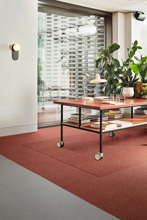 Nylon® carpet tiles TOUCH & TONES II by Interface®_2 Terracotta Carpet, Interface Carpet, Commercial Carpet Tiles, Resilient Flooring, Nylon Carpet, Commercial Carpet, Commercial Flooring, Luxury Vinyl Tile, Sound Insulation