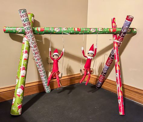 Elf on the shelf ideas Elf On Shelf Wrapping Paper Ideas, Elf On The Shelf Ideas Wrapping Paper, Elf Wrapping Paper Ideas, Elf Ideas Easy, Bad Elf, Awesome Elf On The Shelf Ideas, Elf Magic, Elf Activities, Xmas Elf