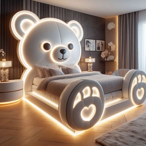 Cute bear bed Cute Sofas For Bedrooms, Big Couches, Cute Beds, Bear Furniture, Bear Bedroom, Canopy Decor, Weird Beds, Kids Bedroom Furniture Design, Cute Bed