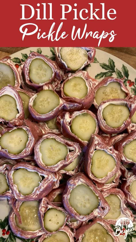 Stuffed Pickles Cream Cheese, Pickle Wraps Recipe Roll Ups, Pickle Cream Cheese Ham Wraps, Pickles Cream Cheese Ham Roll Ups, Dill Pickle Wraps Roll Ups, Ham And Dill Pickle Roll Ups, Keto Ham And Pickle Roll Ups, Dried Beef Recipes, Pickle Wraps