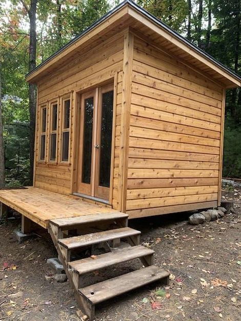 Modern Bunkie, Small House Kits, Backyard Cabin, Shed Construction, Craft Shed, Cheap Sheds, Tiny House Layout, Backyard Studio, House Shed