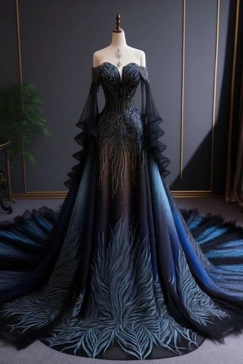 Villain Dresses, Fest Outfits, Fantasy Dresses, Prom Dress Inspiration, Queen Dress, Fantasy Gowns, Pretty Prom Dresses, Fairytale Dress, Black Wedding Dresses