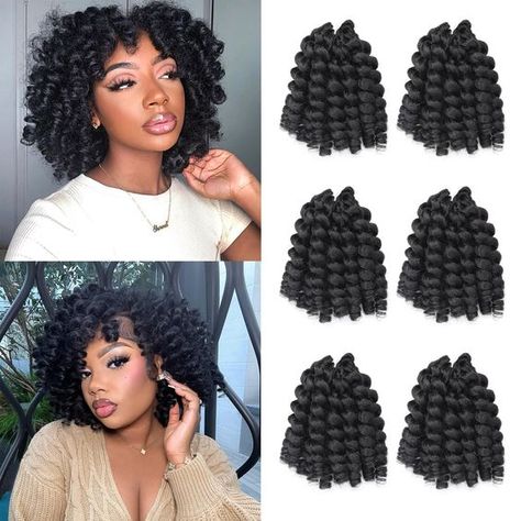 PRICES MAY VARY. 1.Jamaican Bounce Crochet Hair Material: Human Hair Feel, Low Temperature Fiber Kanekalon Braid. 2.Wand Curl Crochet Hair Style: Jamaican Bounce Crochet Hair, Short Crochet Hair,Curly Crochet Hair, Wand Curls Crochet Hair,Jumpy Wand Curl. 3.Size&Color: 6-12inch Length. 16strands/Pack，6packs; 1b 1# 2# 4# T27 T30 Tbug T-Gray T118 P118 P30 P27. 4.Featural: Lightweight, No Shedding, No Tangle, No Smell, Hold Long Time, Looks Natural, Easy to Install.5-6packs To be A Full Head. 5.Use Wand Curls Crochet Hairstyles, Crochet Wand Curls, Curly Crochet Hair Styles Short, Crochet Hairstyles For Black Women Curls, Jamaican Bounce Crochet Hairstyles, Wand Curls Black Women, Curly Hair For Black Women, Crochet Curly Hair, Twist Braid Hair