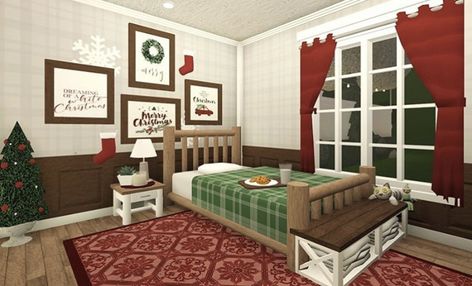 Christmas House Interior Bloxburg, Bloxburg Christmas Interior Ideas, Small Christmas House Bloxburg, Christmas Room Bloxburg, Christmas Bloxburg Bedroom, Bloxburg Christmas Bedroom Ideas, Christmas Bloxburg Room Ideas, Bloxburg Bedroom Ideas Christmas, Christmas Bloxburg House Ideas