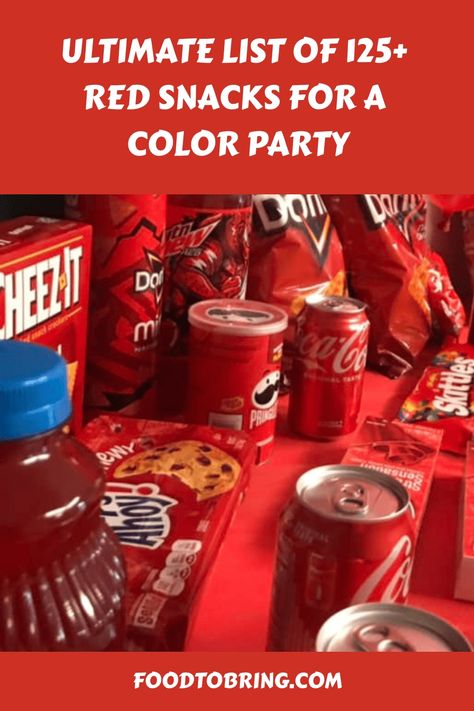 Ignite your celebrations with a burst of vibrant passion! Explore our Ultimate List of 125+ Red Snacks for a Color Party. Synonymous with love, energy, and fortune, red snacks aren't just for Valentine's Day or Lunar New Year. They're perfect for any lively gathering. Imagine a Christmas feast or a spirited sports event where snacks match your team's vibrant colors. #PartySnacks #ColorfulCelebration #RedParty Color Themed Snack Party, Color Theme Party Ideas For Adults Red, Red Ideas For Color Party, Red Party Tray Ideas, Color Snacks Party, Red And Green Snacks, Red Christmas Food Board, Red Items For Color Party, Red Color Theme Party Basket