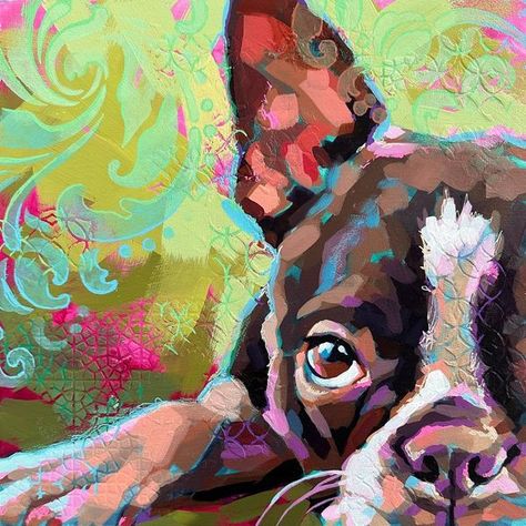 Ali Kay Art, Funky Artwork, Ali Kay, Inspiration Artwork, Acrylic Ideas, Inspirational Artwork, Drawing Board, Animal Faces, Dog Paintings