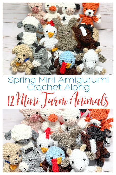 Mini Farm Animals, Crochet Farm Animals, Mini Amigurumi, Crochet Toys Free, Crochet Keychain Pattern, Crochet Animals Free Patterns, Crochet Gratis, Mini Farm, Crochet Design Pattern