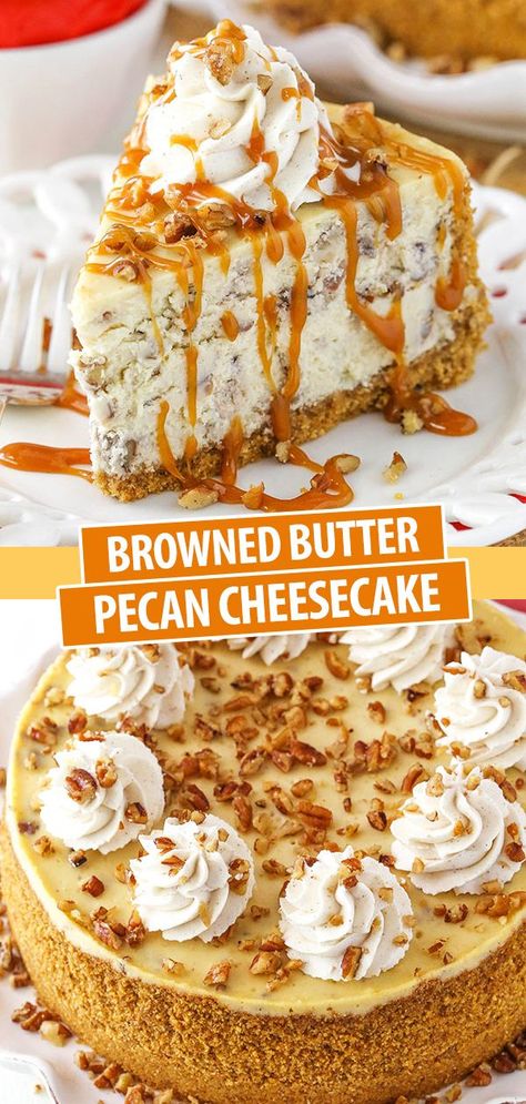 Butter Pecan Cheesecake Recipe, Cheesecake Recipe Easy, Pecan Cheesecake Recipes, Butter Pecan Cheesecake, Fall Dessert Recipes Easy, Pecan Cheesecake, Fall Desserts Easy, Homemade Cheesecake, Slow Cooker Desserts