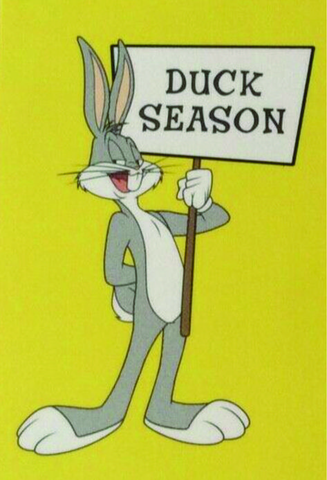 Looney Tunes Bugs Bunny - Duck Season Rabbit Season Duck Season, Bugs And Daffy Wallpaper, Old Looney Tunes, Looney Toons Aesthetic, Looney Toons Painting, Looney Tunes Quotes, Bugs Bunny Aesthetic, Daffy Duck Wallpapers, Bugs Bunny Painting