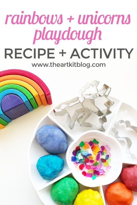 Rainbows and Unicorns Playdough Activity {Playdough Recipe Included} Today we��re sharing one of our all-time favorite playdough themes – rainbows and unicorns. This is the perfect activity for children of all ages and adults too! We love how colorful and Playdough Themes, Rainbow Playdough, Playdough Activity, Unicorn Set, Rainbows And Unicorns, Rainbow Activities, Lavender Recipes, Playdough Activities, Sensory Activities Toddlers