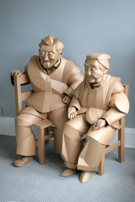 Life-Size Cardboard Sculptures of Chinese Villagers Tap Into Artist Warren King’s Ancestral Heritage | Colossal Cardboard Sculptures, Cardboard City, Cardboard Sculpture, Colossal Art, Fish Sculpture, Modern Crafts, Cardboard Art, Light Sculpture, Wow Art