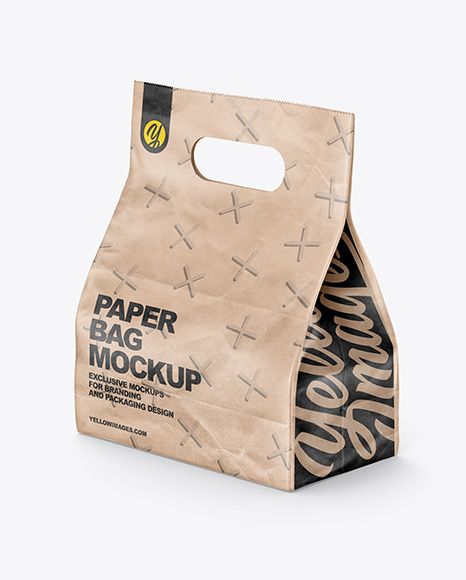 Free Food Bag Mockup PSD Paper Bag Design, Free Psd Design, Food Cart Design, Free Mockup Templates, Kraft Bag, Food Bag, Packaging Paper, Psd Designs, Bag Mockup