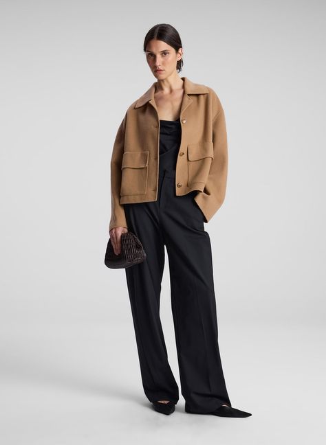 Winston Wool Cashmere Jacket Camel Leather Jacket, Denim Sweater Jacket, Cashmere Jacket, Denim Sweater, Square Toe Boots, Wool Trousers, Toe Boots, Short Jacket, Fall 2024