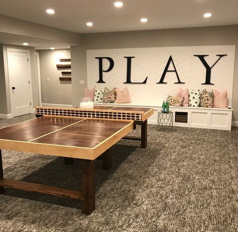 Low Ceiling Basement, Cheap Interior Design, Basement Playroom, Ping Pong Tables, Diy Basement, Basement Apartment, Small Basements, Basement Makeover, Real Estat