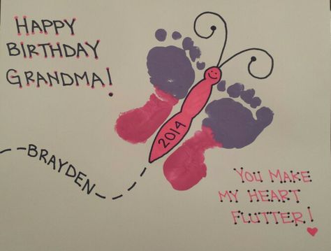 Birthday Ideas For Grandma From Grandkids, Happy Birthday Nana Crafts Kids, Happy Birthday Grandma Craft, Grandma Birthday Card From Grandkids, Ariel Crafts, Valentines Boards, Happy Birthday Crafts, Infant Crafts