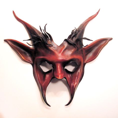 Leather Devil Mask - deviantart Gothic Horned Masks For Fantasy Events, Medieval Masquerade Mask For Halloween, Medieval Mask For Larp, Medieval Style Masks For Halloween Fantasy Events, Handmade Gothic Masks And Prosthetics For Costume, Fantasy Horned Masquerade Mask For Costume, Halloween Larp Mask And Prosthetics, Horned Masquerade Mask For Halloween Cosplay, Halloween Larp Mask