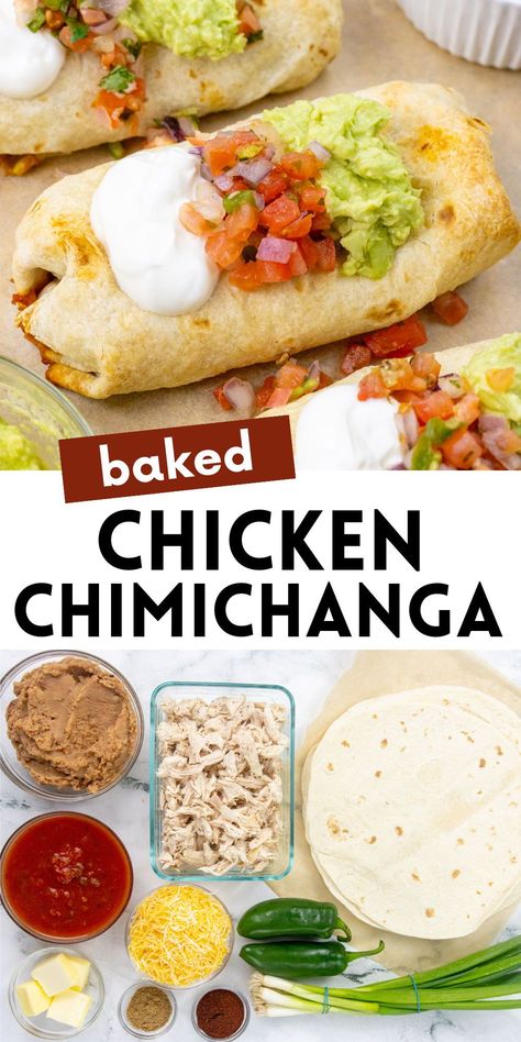 These oven baked chicken chimichangas are crispy, delicious, and easy to make. You and your family will love this classic Tex-Mex recipe. It's a simple dinner Idea. Oven Baked Chicken Chimichangas, Oven Chimichangas Chicken, Healthy Chimichanga Recipe, Chi Chis Baked Chicken Chimichangas, Chi Chi’s Baked Chicken Chimichangas, Baked Chicken Chimichangas Oven, Chicken Chimichanga Recipe Air Fryer, Baked Chimichangas Chicken, Easy Chicken Chimichanga Recipe