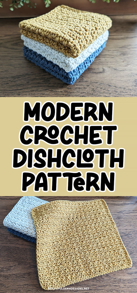 Create your own stylish textured crochet dishcloths with this FREE and EASY pattern! Perfect for adding a touch of modern flair to your kitchen. Crochet Dishcloth Gift, Crochet Washcloth Free Pattern, Crochet Dishcloth Pattern, Crochet Washcloth Free, Advanced Crochet Stitches, Crochet Dish Cloth Free Pattern, Scrubbies Crochet Pattern, Knitted Dishcloth Patterns Free, Crochet Dish Towels