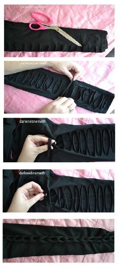 A No Sew Long Sleeve T-Shirt Transformation Diy Shirts No Sew, Umgestaltete Shirts, Shirt Transformation, Diy Cut Shirts, Clothes Upcycle, Buat Pita, Diy Clothes Refashion, Upcycle Clothes Diy, Upcycle Sewing