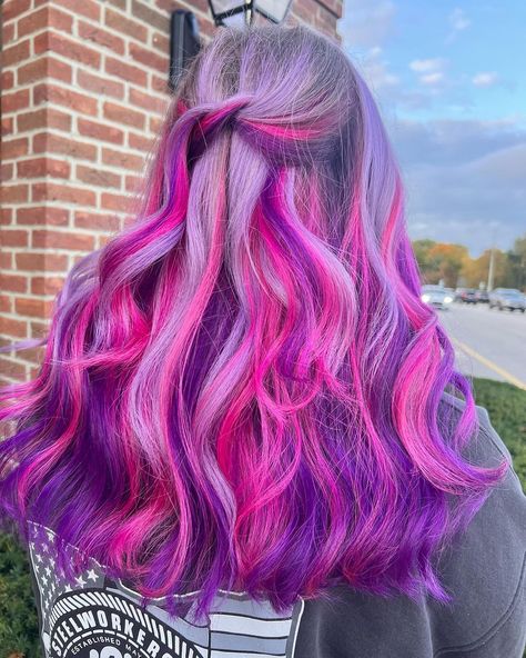 Huge transformation 🤍🩷💜 . . . #hairtransformation #fallhair #pinkhair #purplehair #lilachair #pastelhair #pastelaesthetic #olaplex… | Instagram Purple And Pink Hair, Hair Necessities, Pink And Purple Hair, Haircolor Ideas, Rose Colors, Rave Hair, Pulp Riot Hair, Neon Hair, Lilac Hair