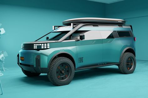 FIAT unveils bold Panda concepts dressed as a pick-up, SUV, camper, fastback and city car - Yanko Design Caffe Design, Small Electric Cars, Suv Camper, New Fiat, Concept Vehicles, Fiat Models, Fiat Panda, Terrain Vehicle, All-terrain Vehicles