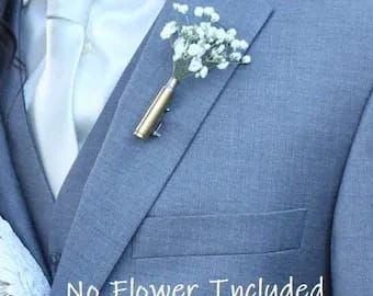 Boutonniere - no flower - Rustic Boutonniere-Bullet Boutonniere - Rustic Barn Wedding - Barn Wedding -Gift for groom - father of the bride Grooms Dress, Bullet Boutonniere, Mens Wedding Suit, Unique Bridal Party Gifts, Boutineer Wedding, Fit Dinner, Dress Tuxedo, Prom Tuxedo, Man Jacket