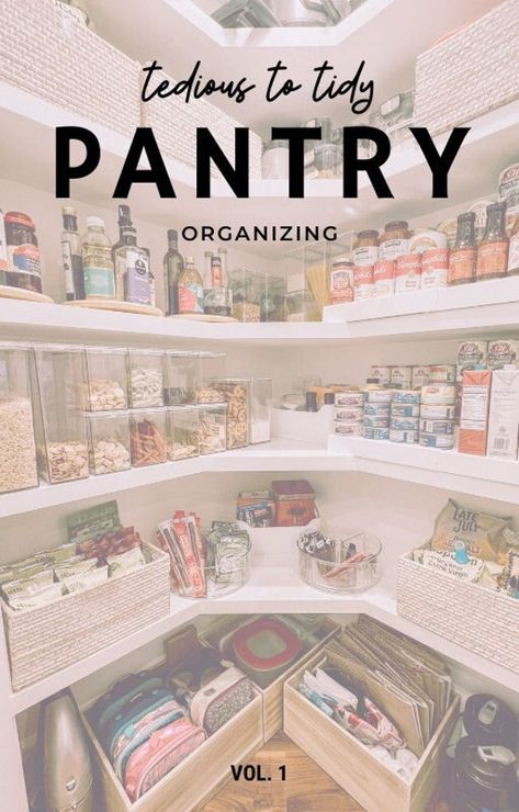 Ready to do it yourself?? Organize your pantry with the secret skills of a professional organizer! In this helpful digital download you will learn Tedious to Tidy's step by step process in taking your pantry from chaos to instagram worthy! In this 9 page downloadable you will learn about editing, staging, the do's/dont's and a checklist with categories your pantry should have! Spice Rack In Pantry, Garde Manger Walk In, Walk In Pantry With Appliance Counter, Closet Pantry Organization, Hidden Pantry Walk In, Small Walk In Pantry Layout, Narrow Walk In Pantry, Dream Pantry Walk In Luxury, Pantry Closet Shelving Ideas