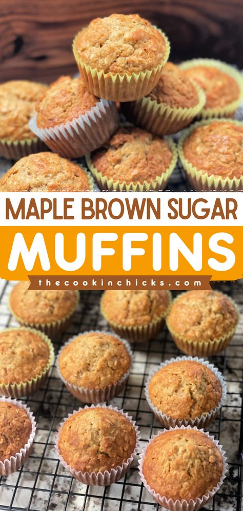 Bake up a batch of this easy back-to-school recipe! Not only are these Maple Brown Sugar Muffins moist, but they are also hearty with the flavor of cinnamon. Enjoy this breakfast on-the-go idea as a snack, too! Fall Baking Ideas, Brown Sugar Muffins, Christmas Brunch Menu, The Best Muffins, Muffin Recipes Cinnamon, Fall Muffins, The Cookin Chicks, Maple Brown, Simple Muffin Recipe