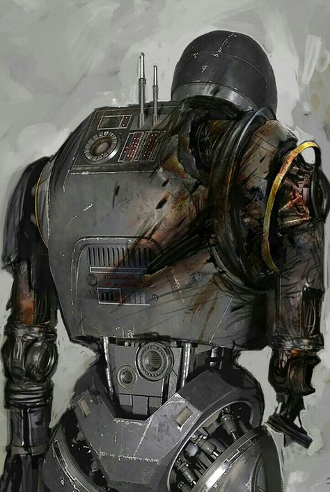 K-2SO DAMAGED IN BATTLE K-2so Art, K2so Art, Battle Damage Art, K 2so, Battle Damage, Star Wars Canon, Urban Ninja, Star Wars Droids, Cuadros Star Wars