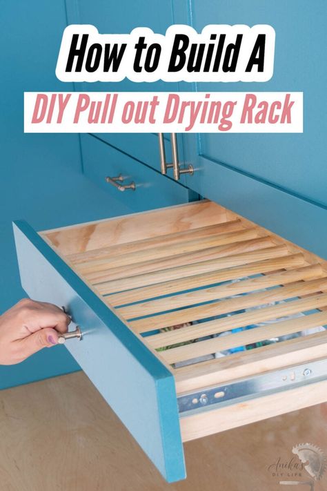 Drying Rack Drawer, Diy Drying Rack, Diy Pull Out Shelves, Laundry Room Drying Rack, Sweater Drying Rack, Laundry Rack, Modern Laundry Rooms, Easy Diy Decor, Drying Rack Laundry