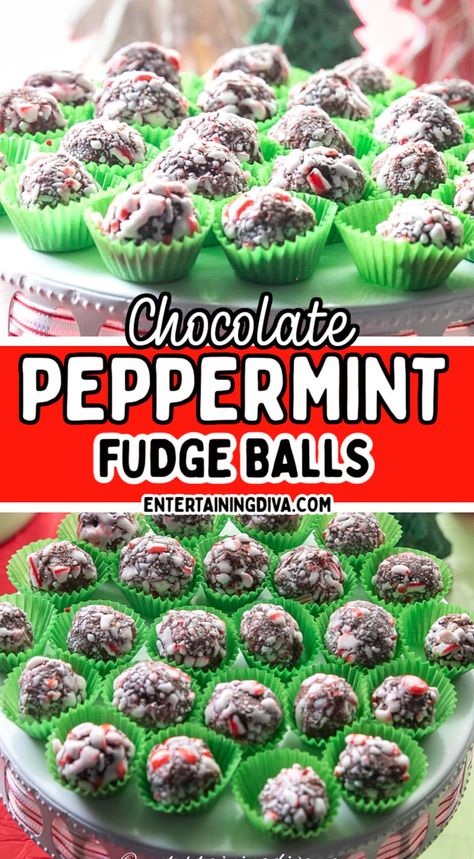 For a festive holiday treat, this chocolate peppermint fudge balls recipe can't be beat. Made with peppermint extract and coated with crushed candy canes, it looks and tastes like Christmas. Perfect for a Christmas cookie swap party or any holiday get-together. Easy To Make Christmas Treats, Fudge Balls Recipe, Chocolate Peppermint Fudge, Christmas Cookie Swap Party, Fudge Balls, Cookie Swap Party, Christmas Cookie Swap, Homemade Fudge Recipes, Peppermint Fudge